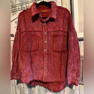Umgee Burgundy Corduroy Utility Jacket Large
